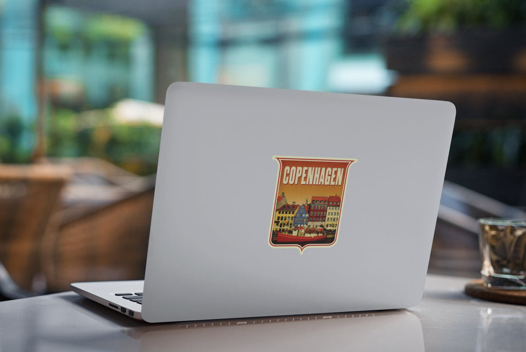Copenhagen Travel Sticker: Vintage Suitcase Decal
