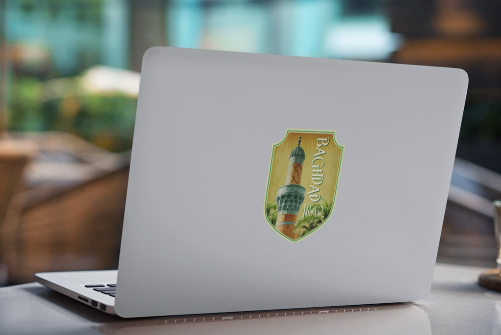 Baghdad travel sticker, vintage style decal for suitcase, luggage, laptop or water bottle
