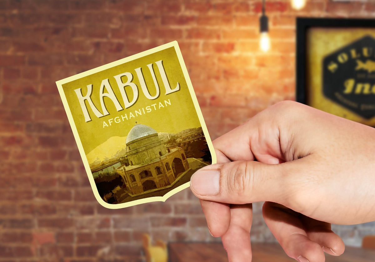 Kabul travel sticker, vintage style decal for suitcase, luggage, laptop or water bottle
