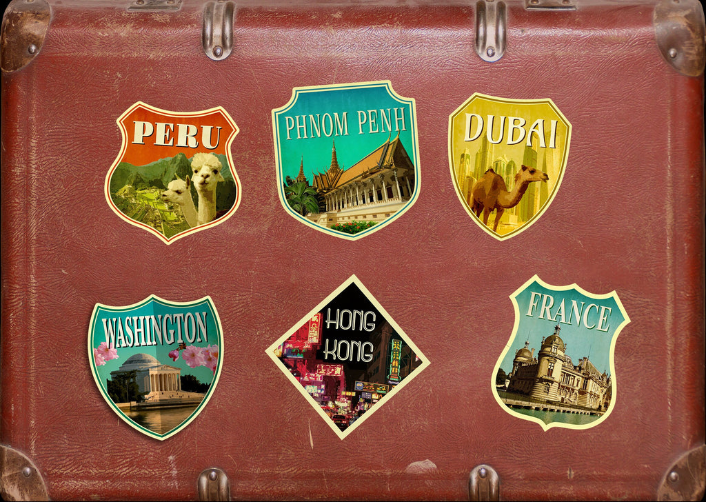 Phnom Penh travel sticker, vintage style decal for suitcase, luggage, laptop or water bottle