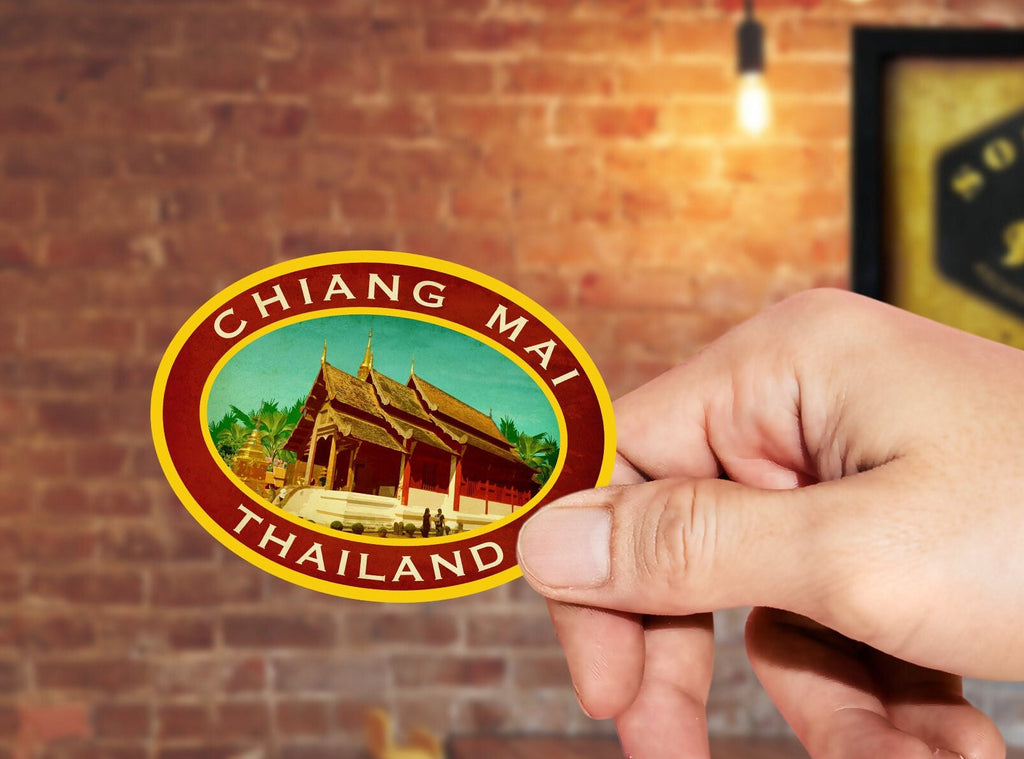 Chiang Mai Thailand Travel Sticker: Vintage Suitcase Decal