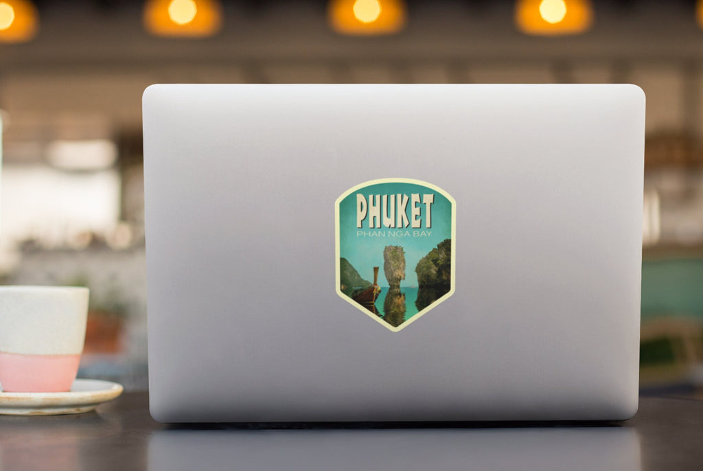 Phuket Thailand travel sticker, vintage style decal for suitcase, luggage, laptop or water bottle
