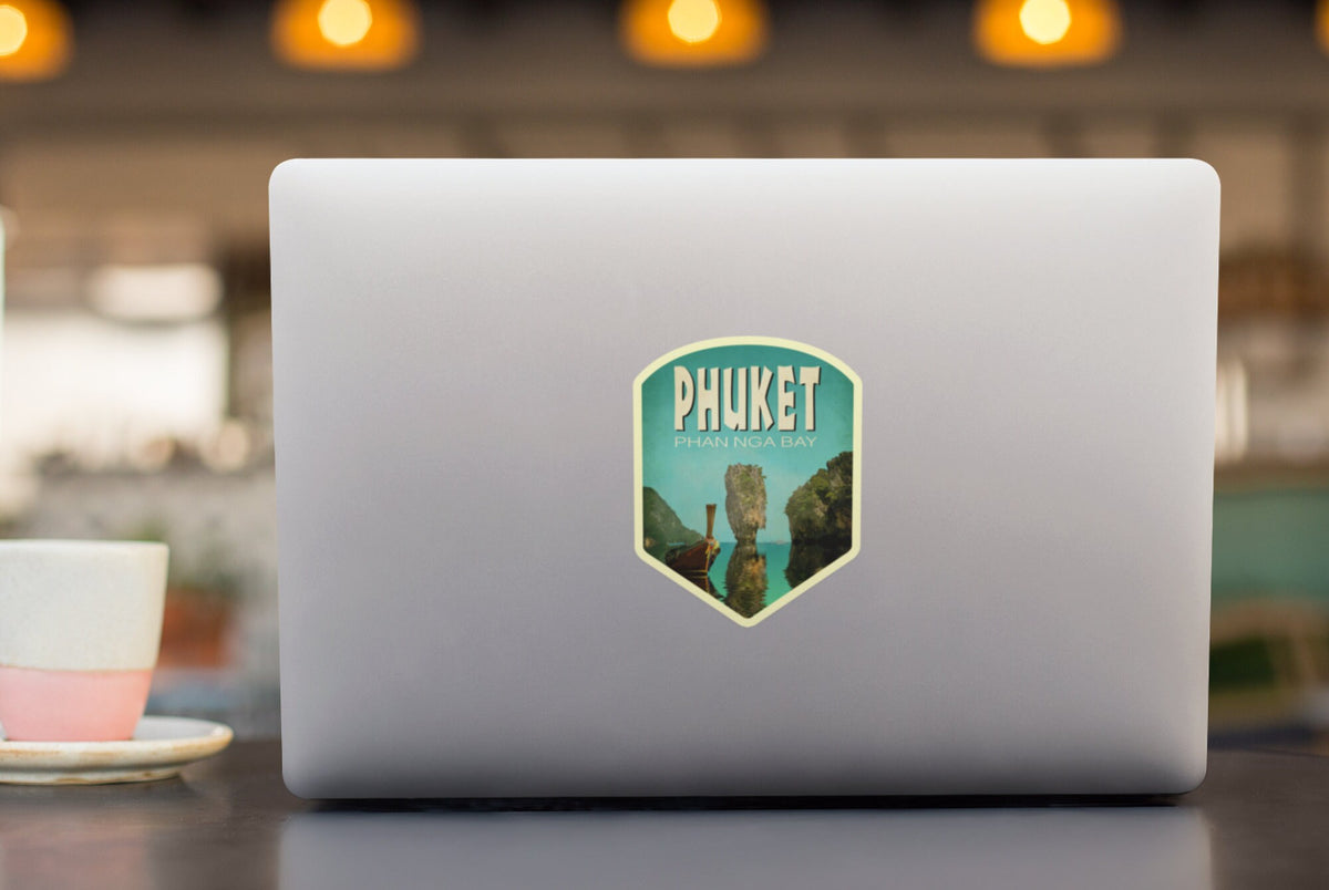 Phuket Thailand travel sticker, vintage style decal for suitcase, luggage, laptop or water bottle