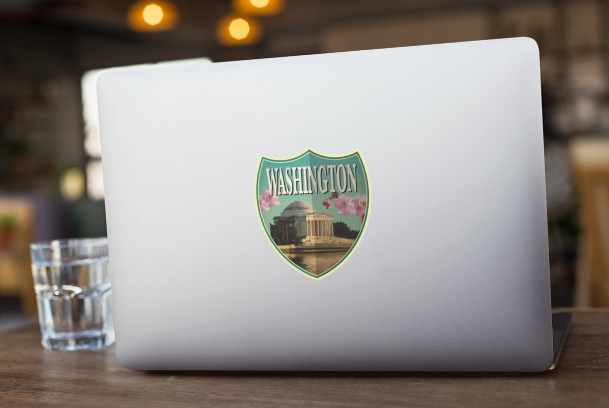 Washington travel sticker, vintage style decal for suitcase, luggage, laptop or water bottle