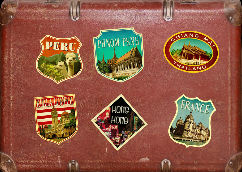 Kuala Lumpur Malaysia Vintage Travel Sticker: Suitcase, Laptop Decal