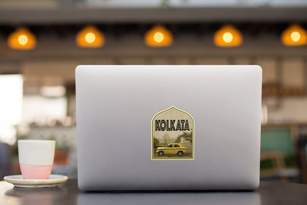 Kolkata India travel sticker, vintage style decal for suitcase, luggage, laptop or water bottle