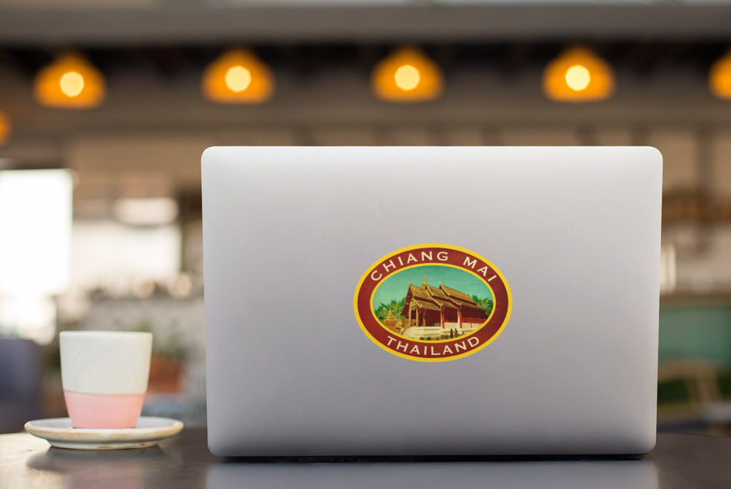 Chiang Mai Thailand Travel Sticker: Vintage Suitcase Decal