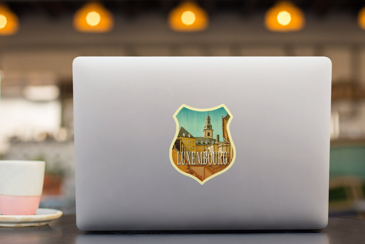 Luxembourg travel sticker, vintage-style decal for suitcase