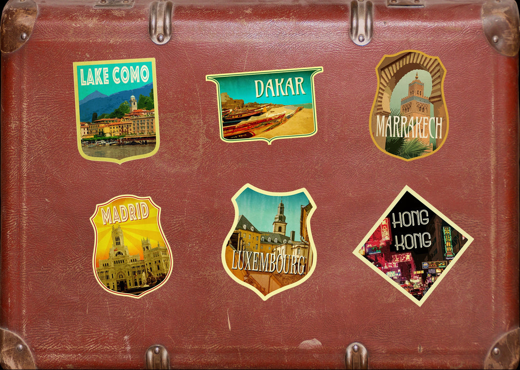 Luxembourg travel sticker, vintage-style decal for suitcase