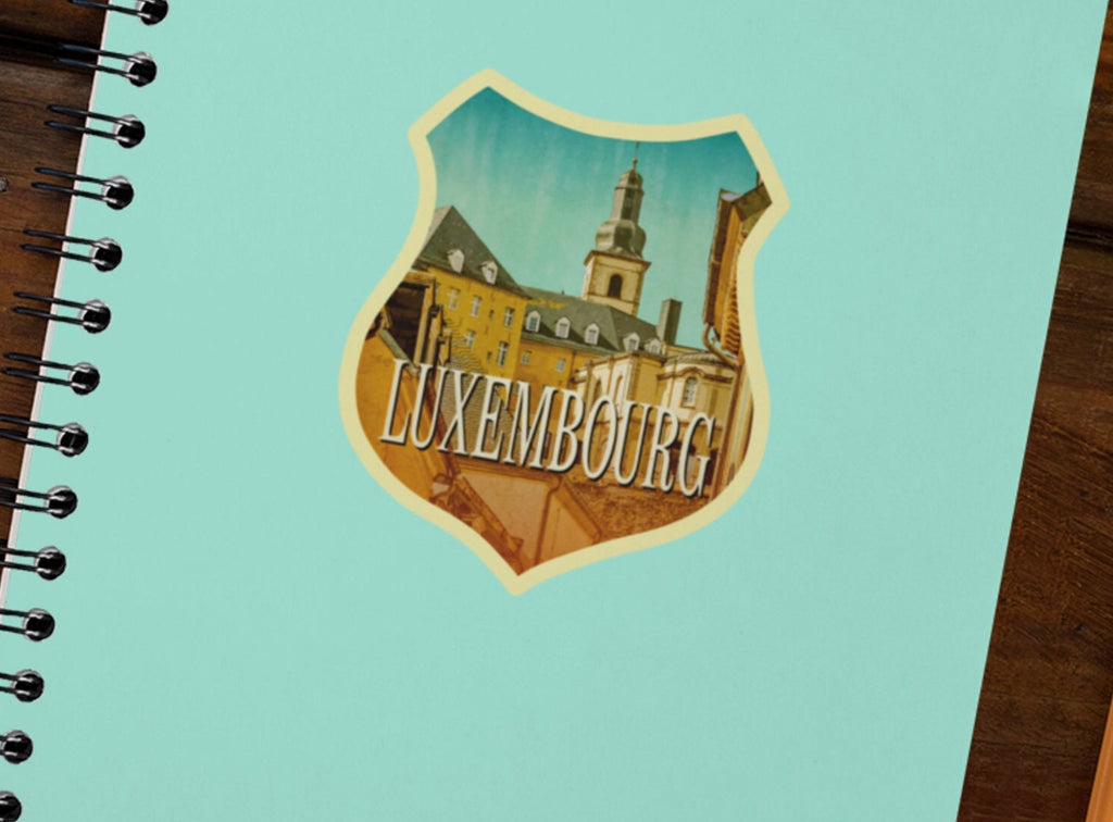 Luxembourg travel sticker, vintage-style decal for suitcase