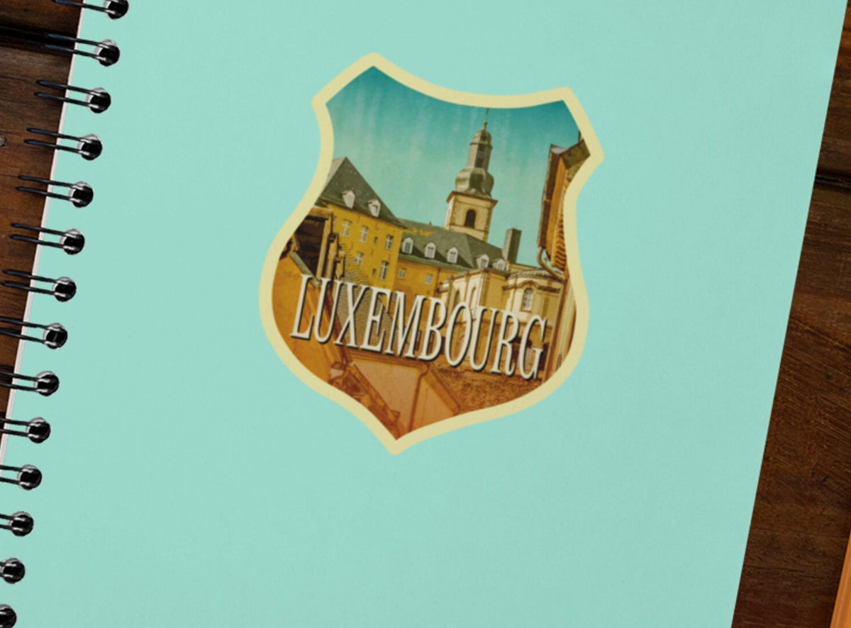 Luxembourg travel sticker, vintage-style decal for suitcase