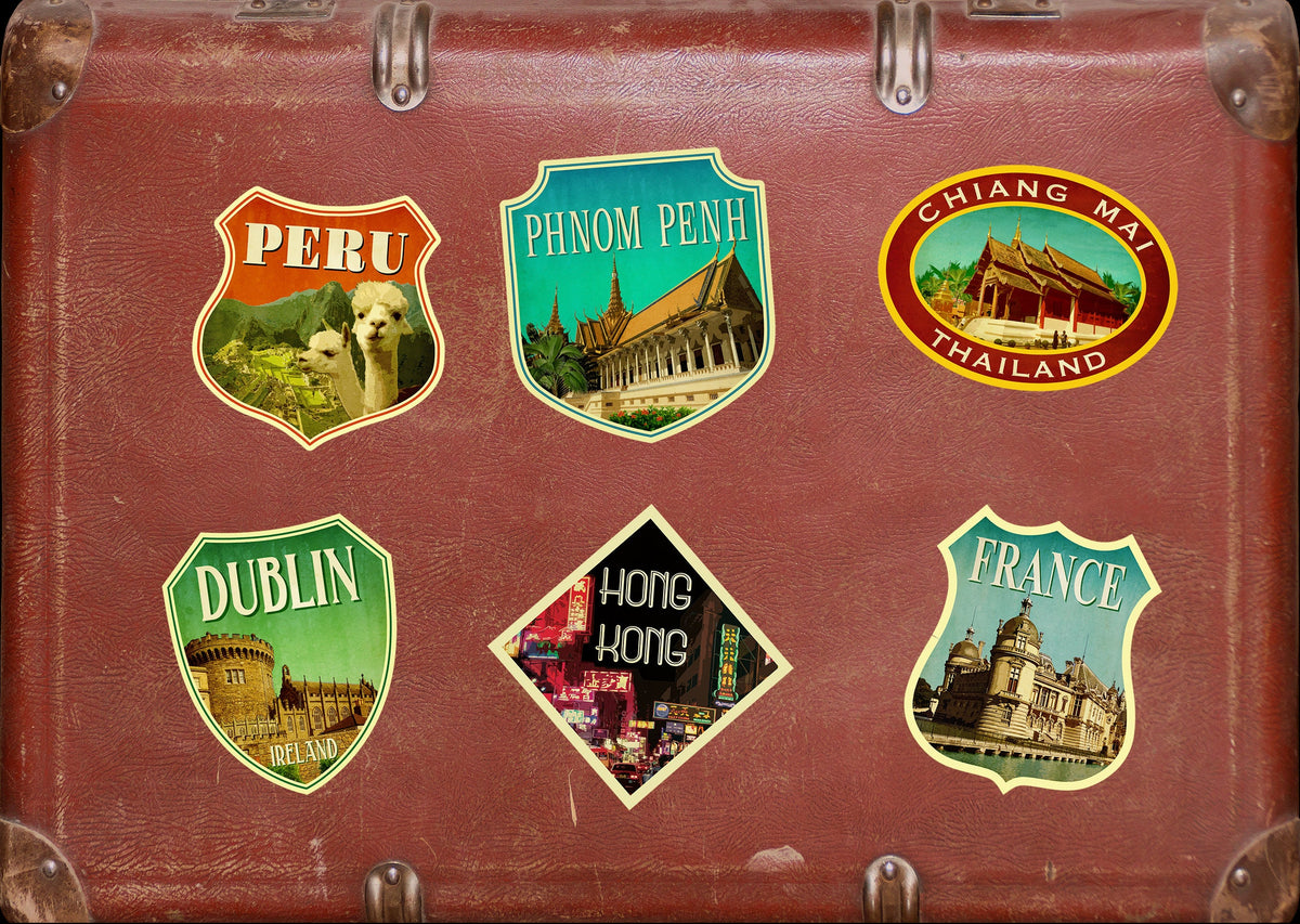 Dublin Ireland Travel Sticker: Vintage Suitcase Decal
