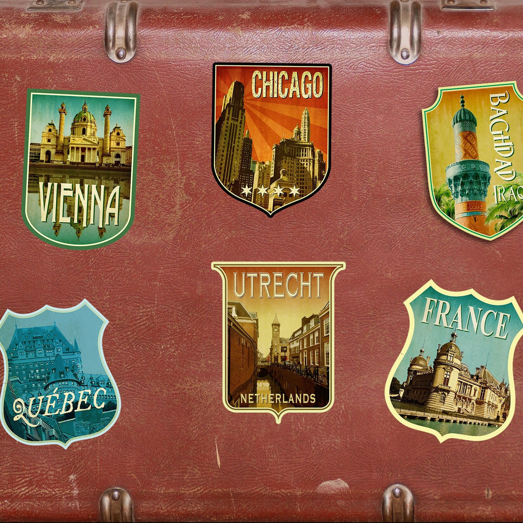 Utrecht Netherlands Travel Sticker: Vintage Suitcase Decal