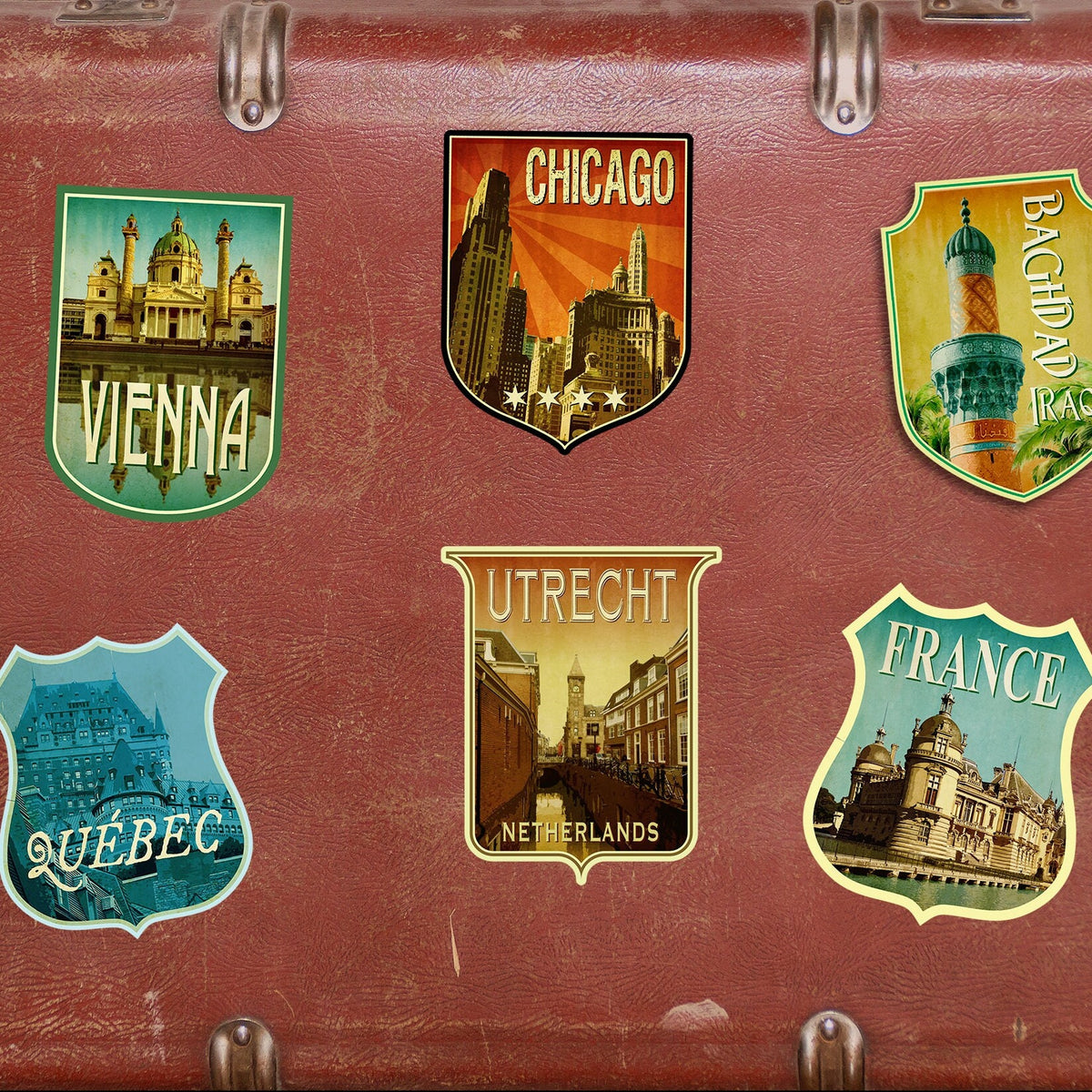 Utrecht Netherlands Travel Sticker: Vintage Suitcase Decal