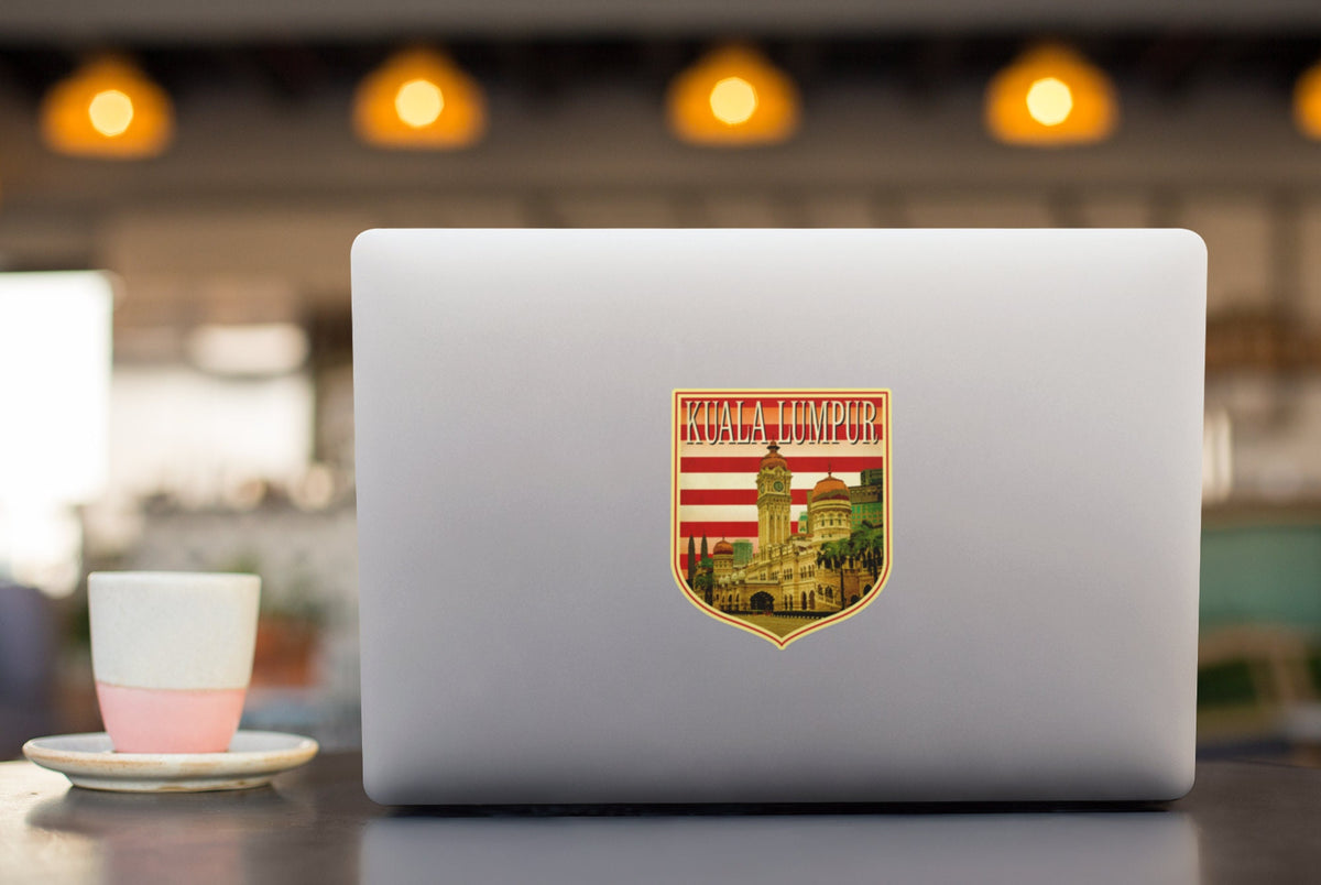 Kuala Lumpur Malaysia Vintage Travel Sticker: Suitcase, Laptop Decal