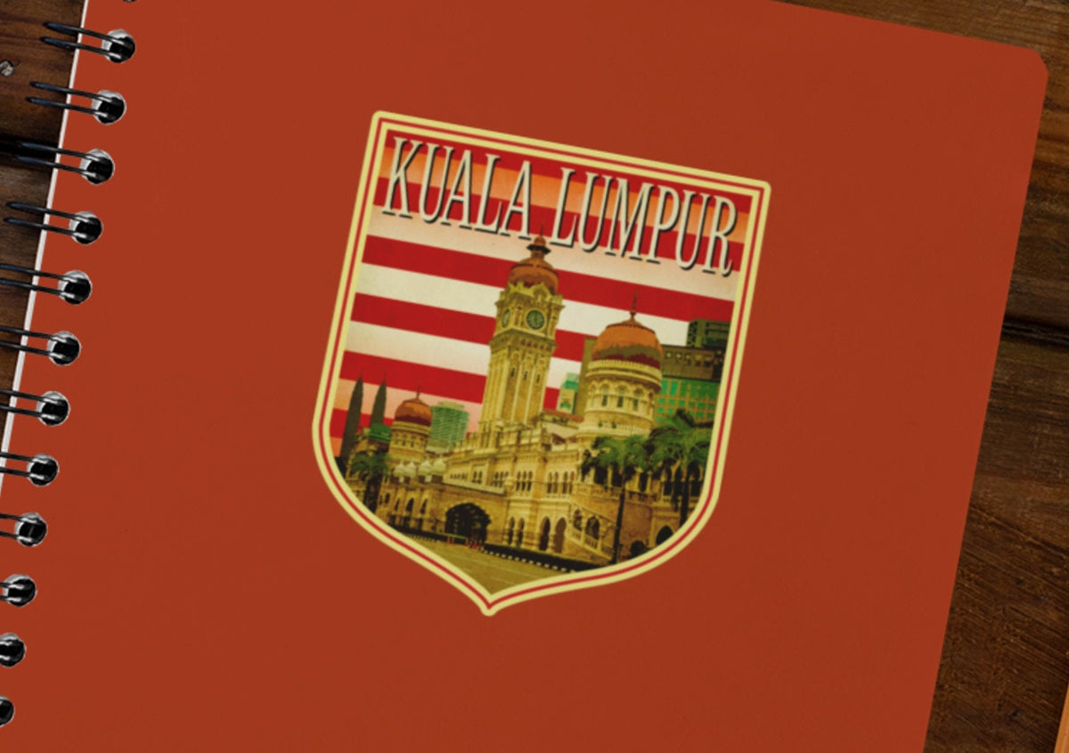 Kuala Lumpur Malaysia Vintage Travel Sticker: Suitcase, Laptop Decal
