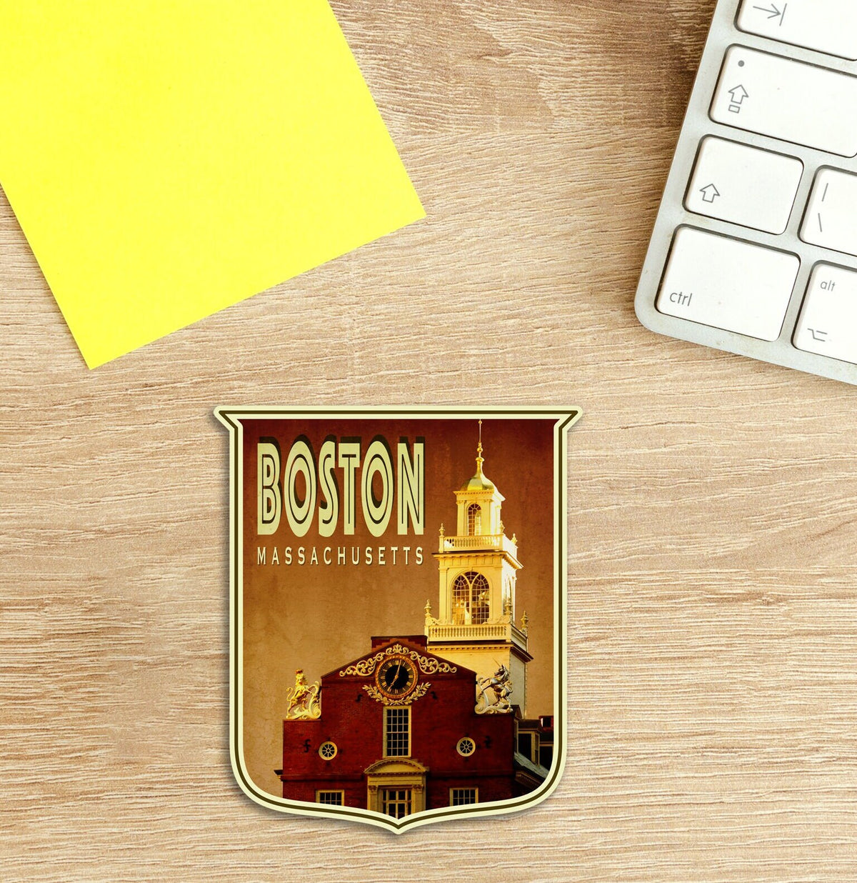 Boston travel sticker, vintage style decal for suitcase, luggage, laptop or water bottle