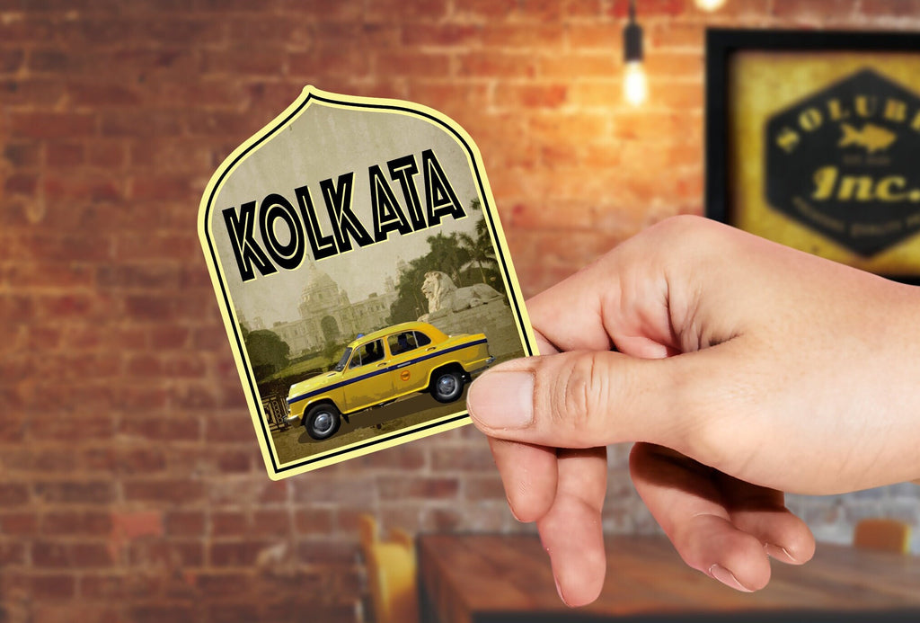 Kolkata India travel sticker, vintage style decal for suitcase, luggage, laptop or water bottle