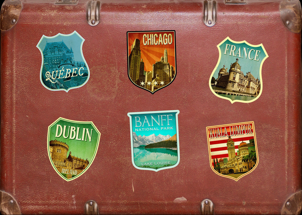 Banff Lake Louise Travel Sticker: Vintage Suitcase Decal