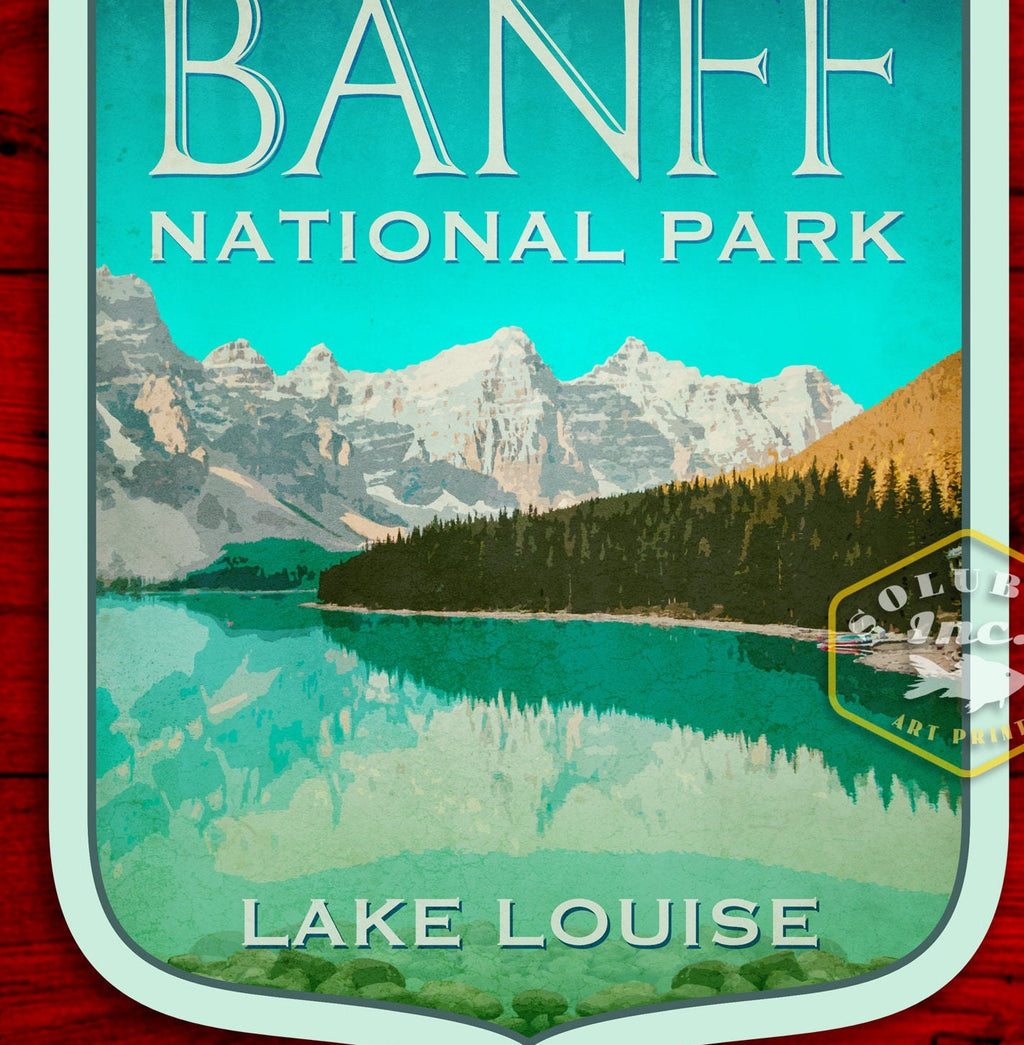 Banff Lake Louise Travel Sticker: Vintage Suitcase Decal