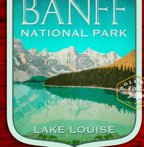 Banff Lake Louise Travel Sticker: Vintage Suitcase Decal
