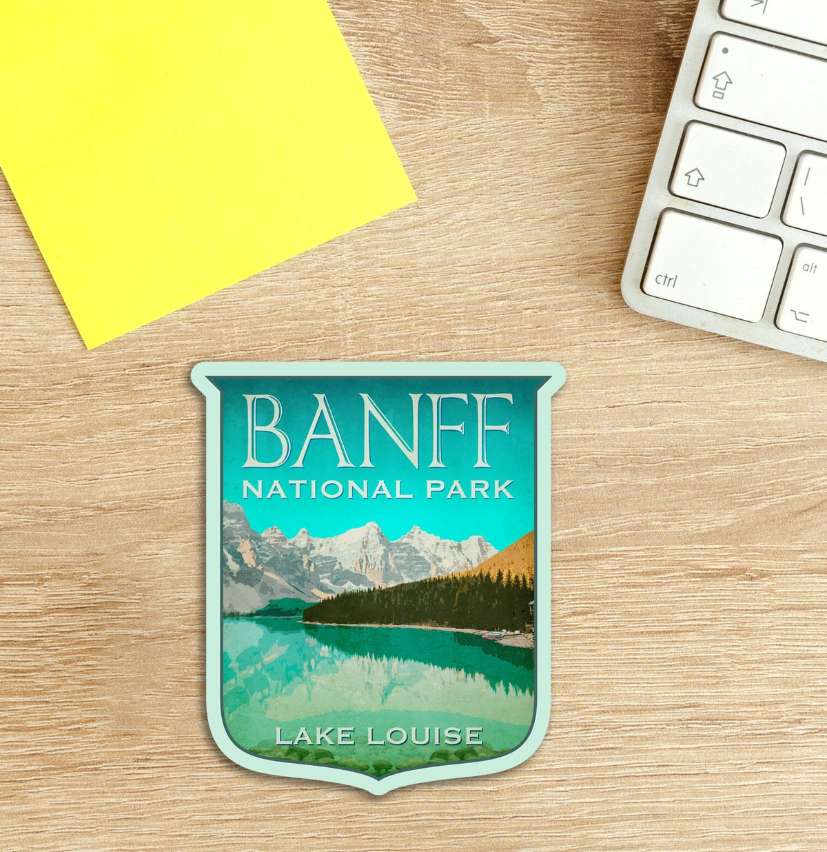 Banff Lake Louise Travel Sticker: Vintage Suitcase Decal
