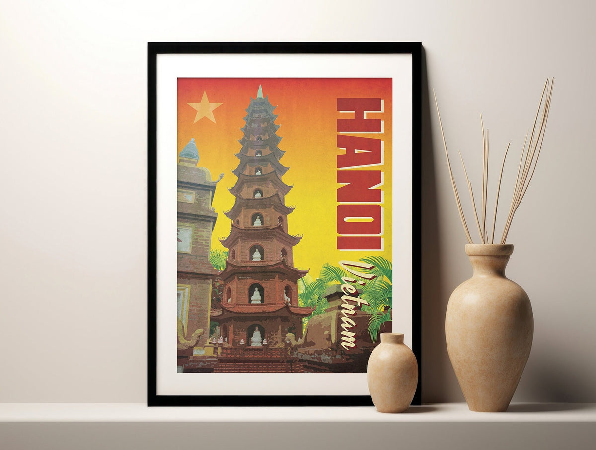 Hanoi Viet Nam Art Print,  Vintage Travel Poster, Minimalist Wall Art, Home Decor Gift