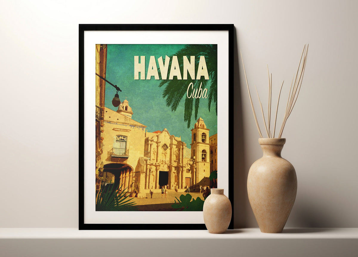Havana Cuba Art Print: Vintage Travel Poster, Catedral de San Cristobal