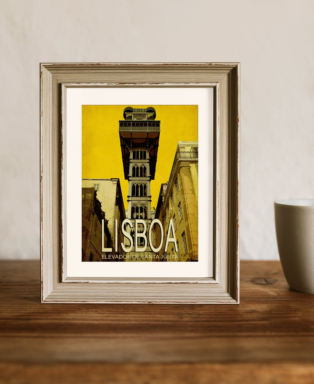 Lisbon Travel Poster: Santa Justa Elevator, Minimalist Art Print