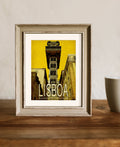 Lisbon Travel Poster: Santa Justa Elevator, Minimalist Art Print