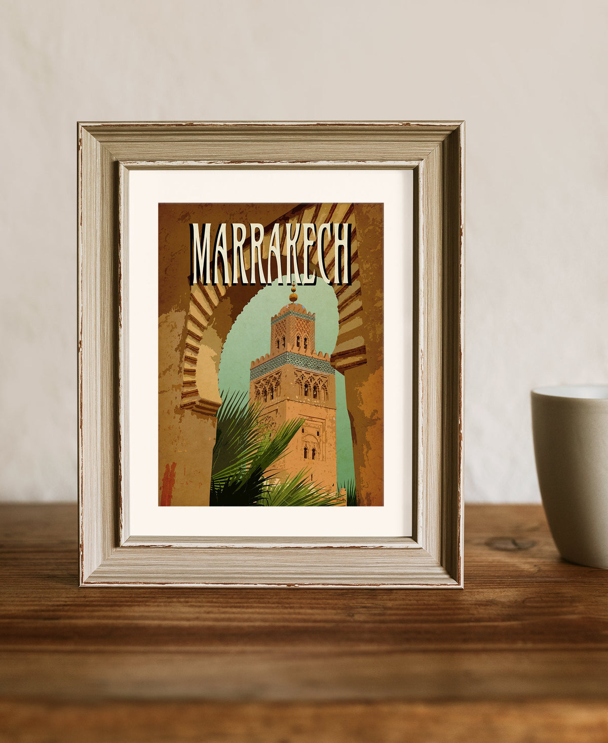 Marrakech Art Print: Vintage Travel Poster, Minimalist Home Decor