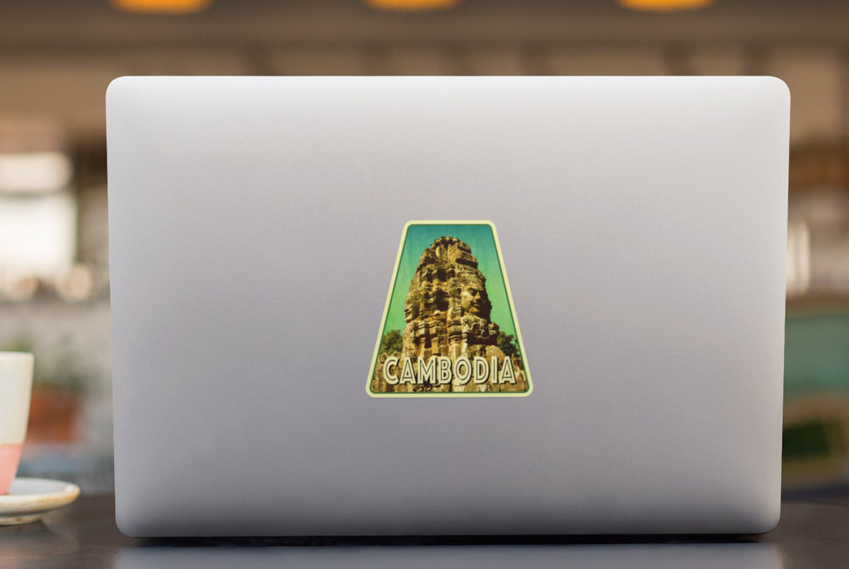 Cambodia travel sticker, vintage style decal for suitcase, luggage, laptop or water bottle