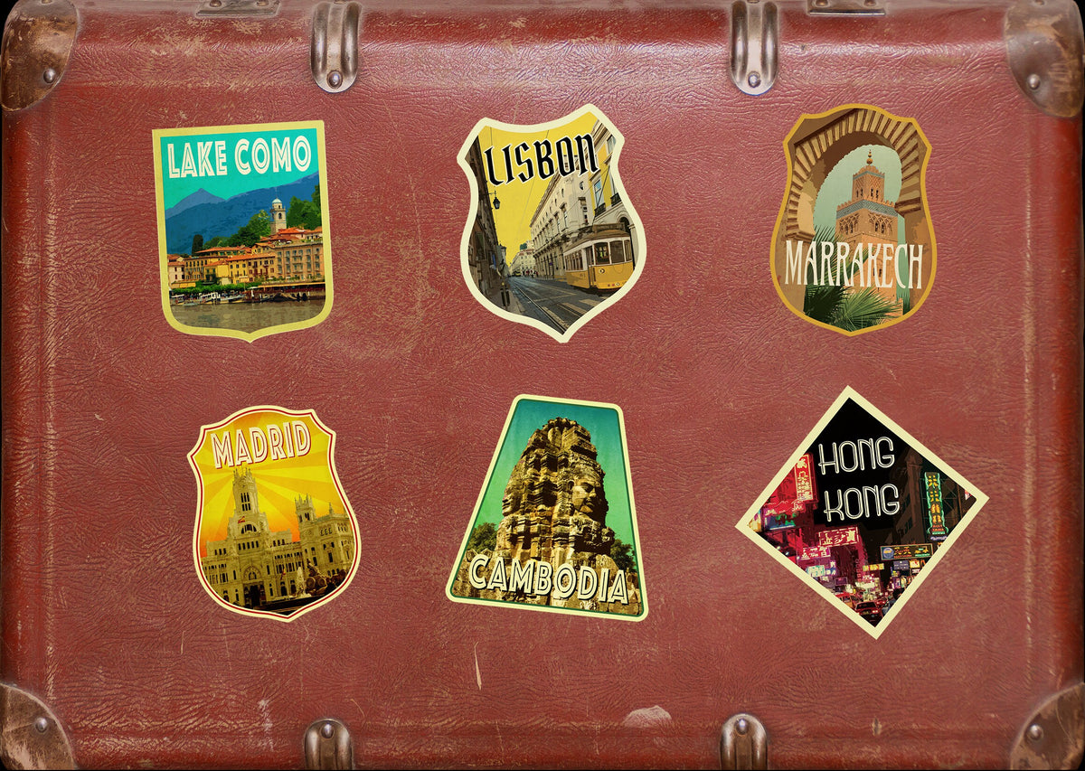 Cambodia travel sticker, vintage style decal for suitcase, luggage, laptop or water bottle