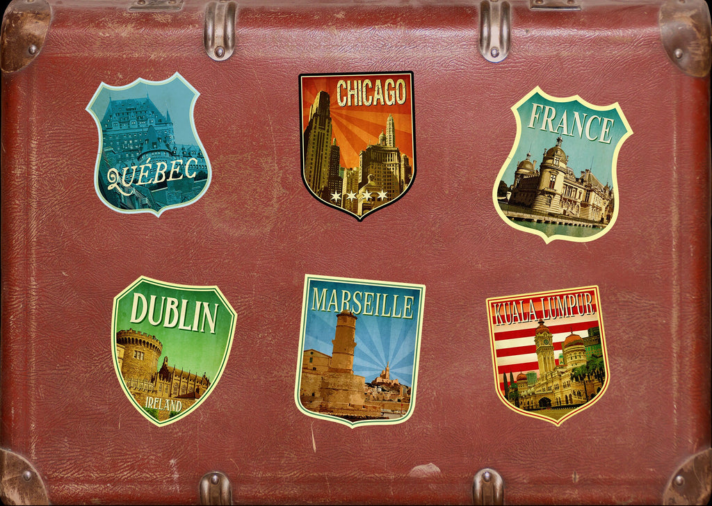 Marseille France Travel Sticker: Vintage Luggage Decal
