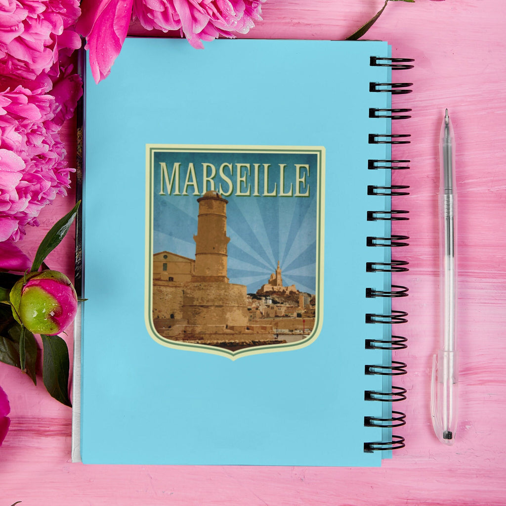 Marseille France Travel Sticker: Vintage Luggage Decal