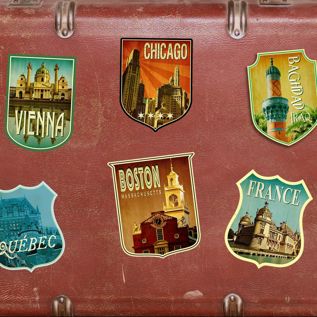 Boston travel sticker, vintage style decal for suitcase, luggage, laptop or water bottle