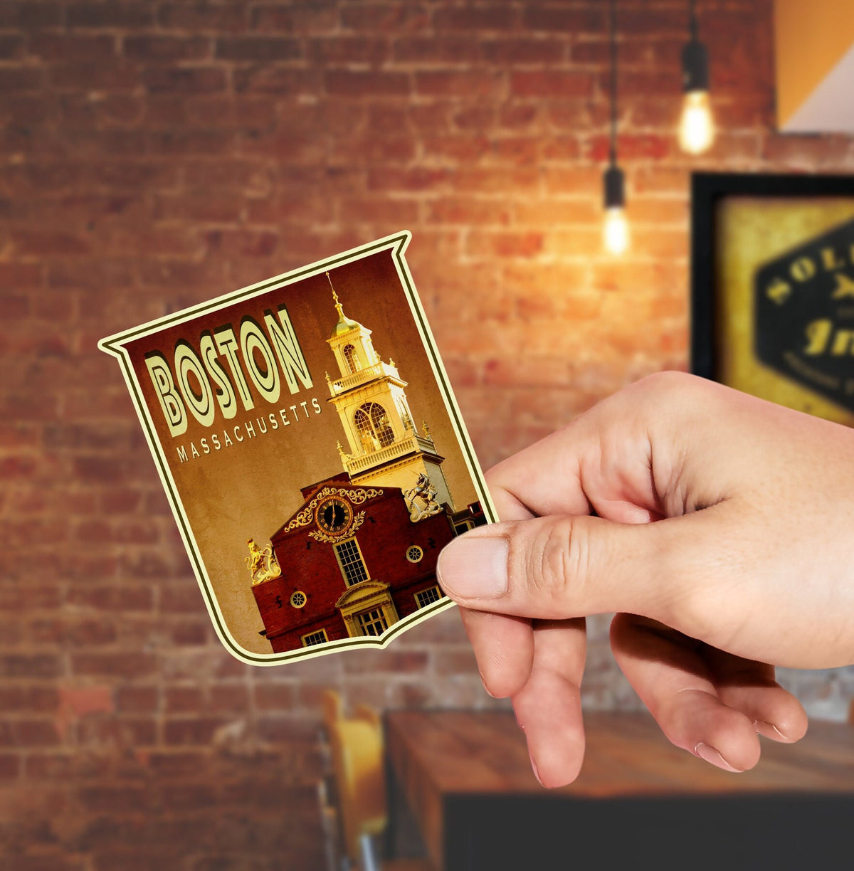 Boston travel sticker, vintage style decal for suitcase, luggage, laptop or water bottle