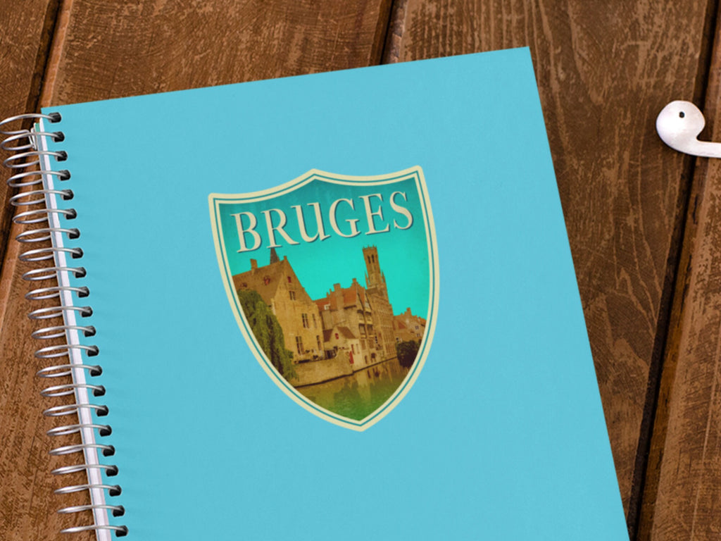 Bruges Belgium Travel Sticker: Vintage Suitcase Decal