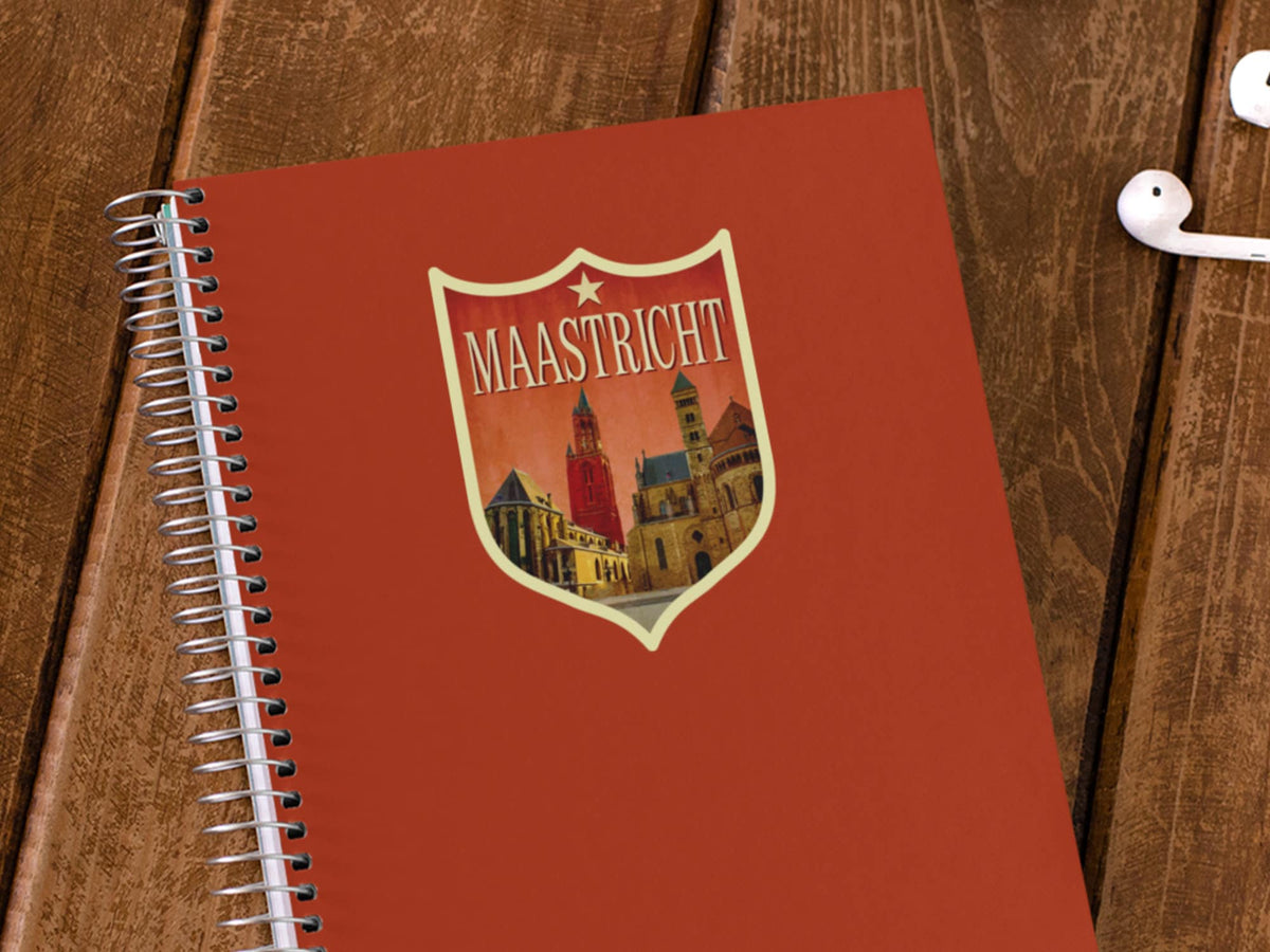 Maastricht Netherlands Travel Sticker: Vintage Suitcase Decal
