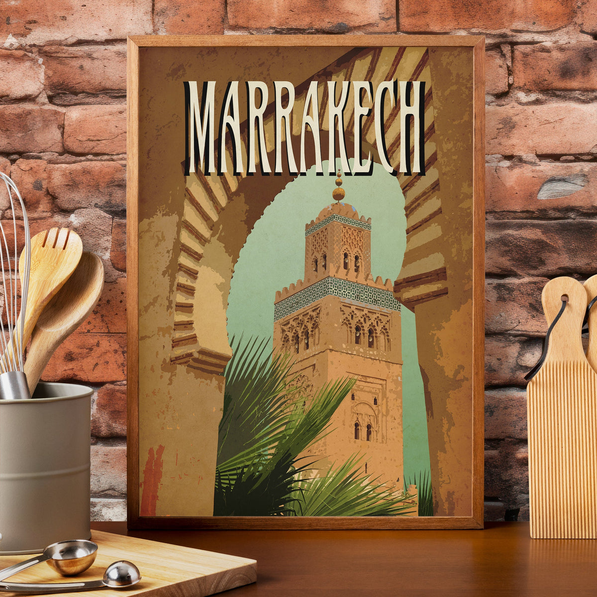 Marrakech Art Print: Vintage Travel Poster, Minimalist Home Decor
