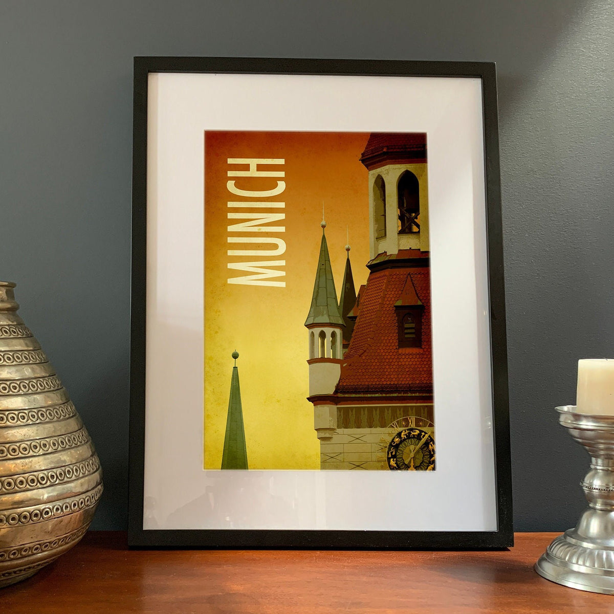 Munich Vintage Travel Poster: Minimalist Art Print