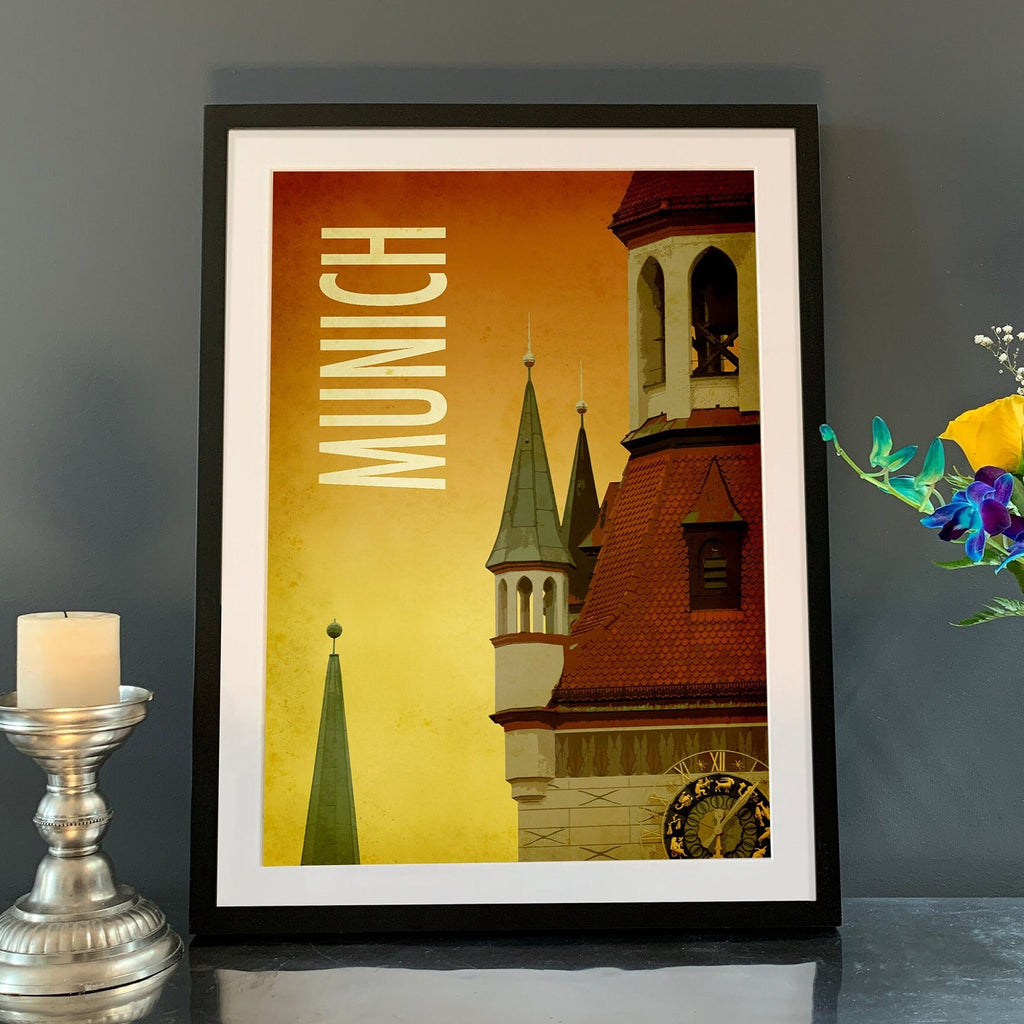 Munich Vintage Travel Poster: Minimalist Art Print