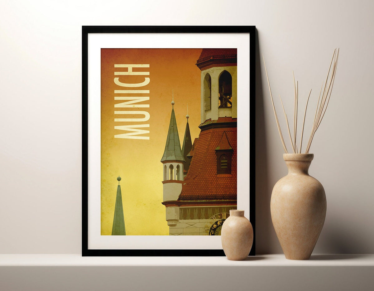 Munich Vintage Travel Poster: Minimalist Art Print