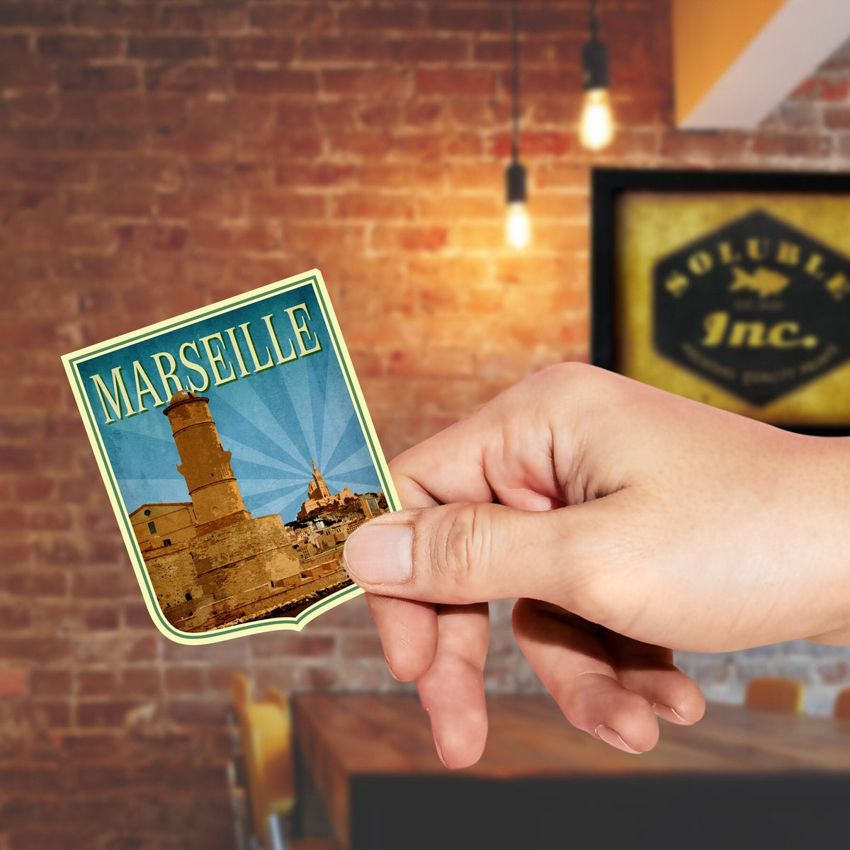 Marseille France Travel Sticker: Vintage Luggage Decal