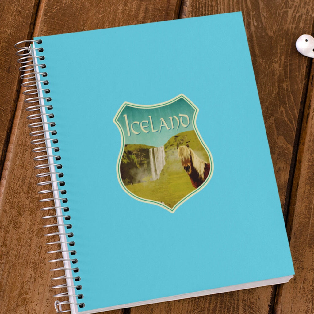 Iceland Travel Sticker: Vintage Skogafoss Waterfall Decal