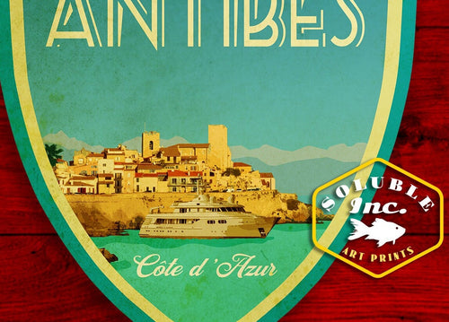 Antibes Travel Sticker: Vintage-Style Luggage Decal