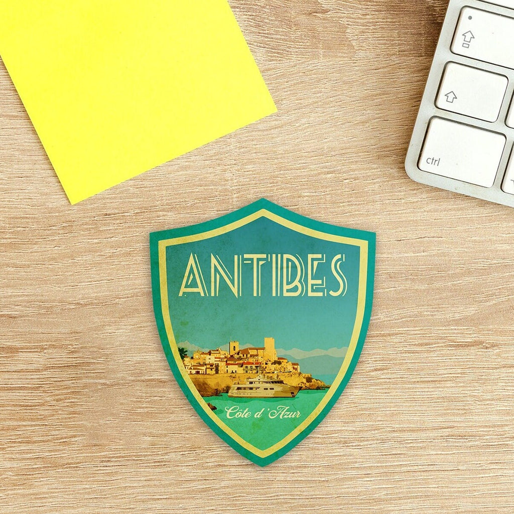Antibes Travel Sticker: Vintage-Style Luggage Decal