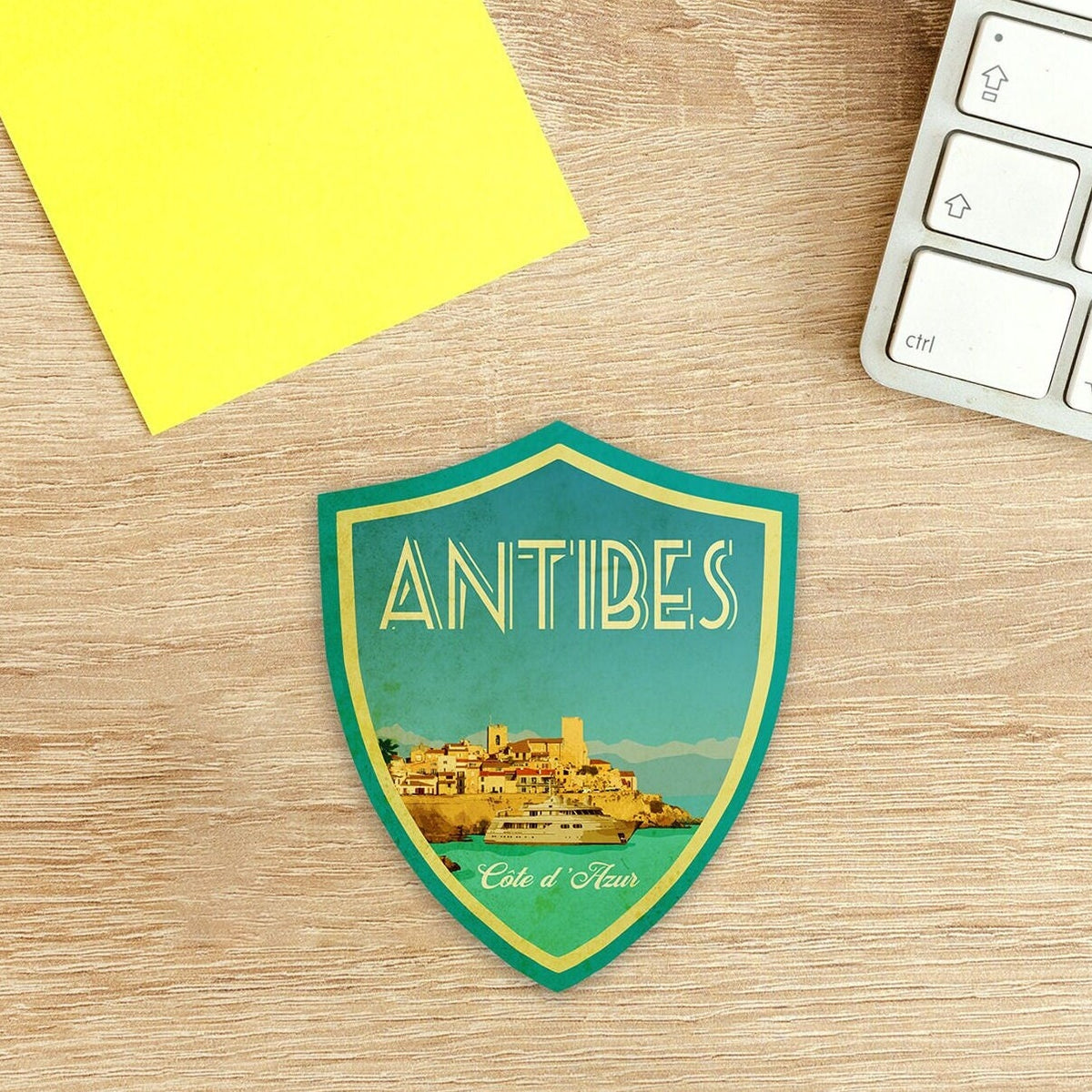Antibes Travel Sticker: Vintage-Style Luggage Decal