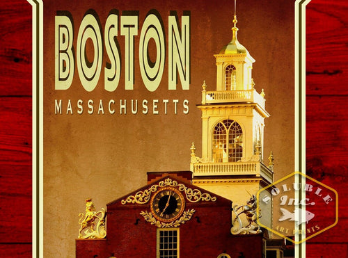 Boston travel sticker, vintage style decal for suitcase, luggage, laptop or water bottle