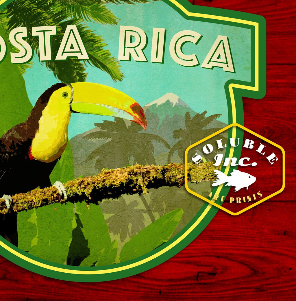 Costa Rica travel sticker, vintage style decal for suitcase, luggage, laptop or water bottle
